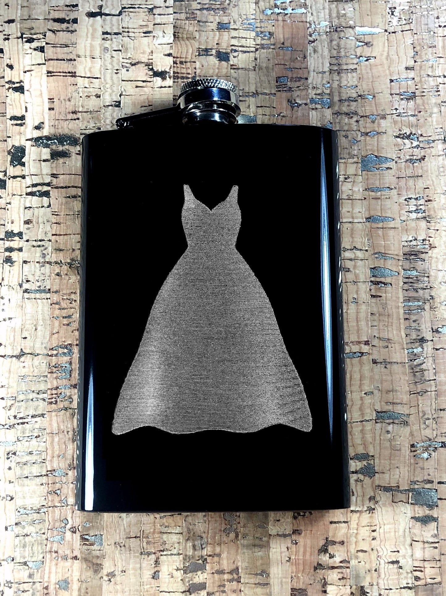 Custom Engraved Bride Flask on Matte Black 8oz Premium Stainless Steel Flask