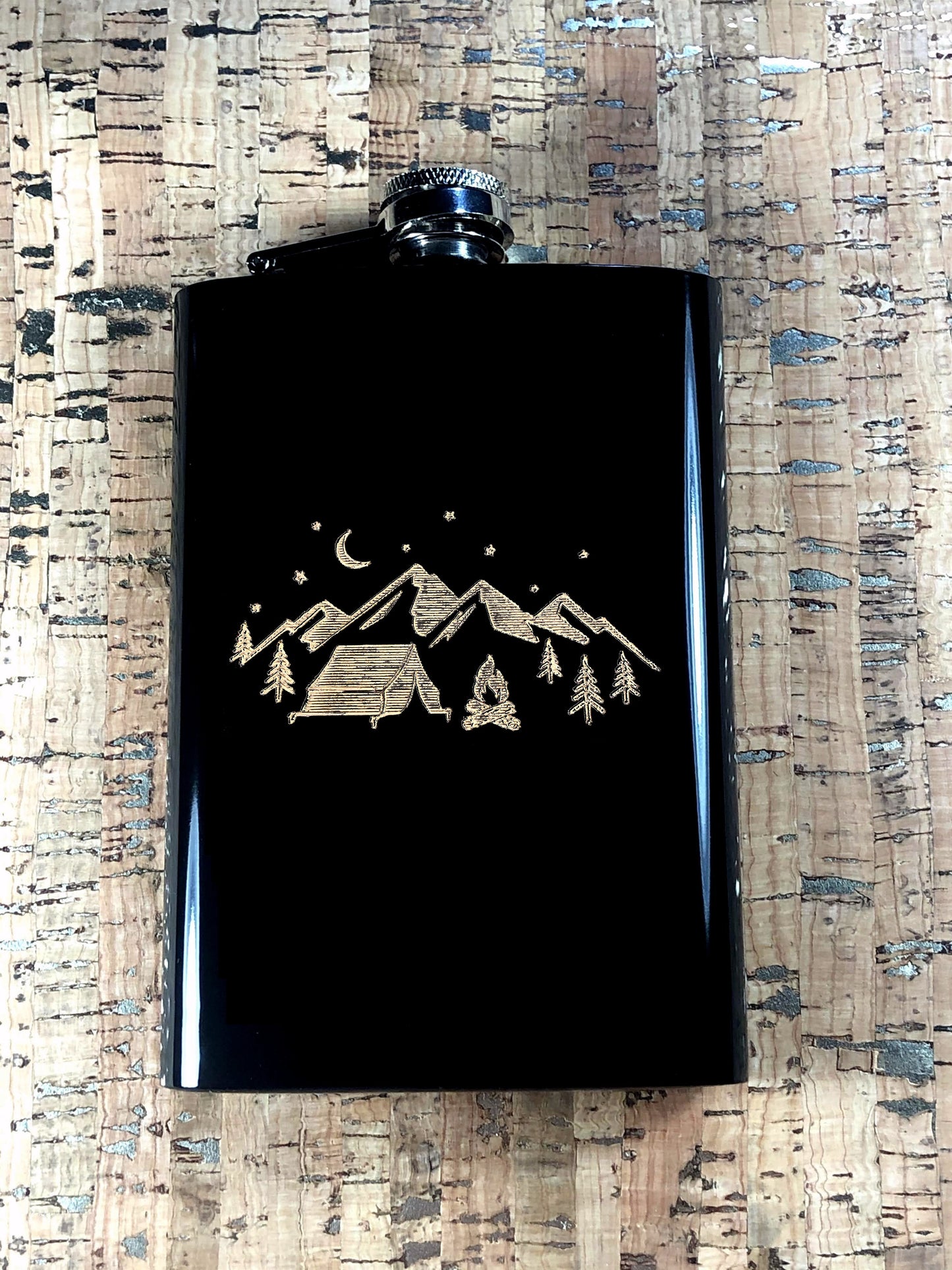 Custom Engraved Wilderness on Matte Black 8oz Premium Stainless Steel Flask