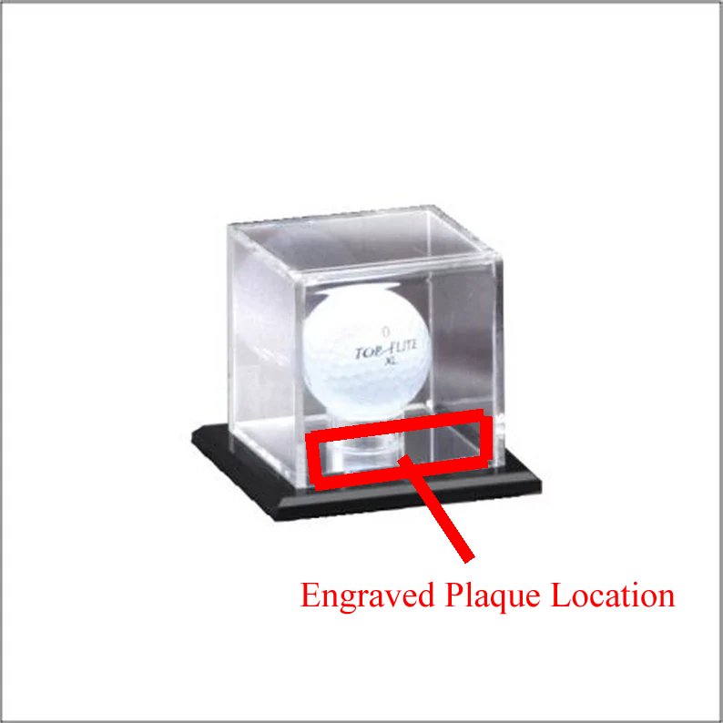 High Quality Custom Engraved Golf Ball Display Case with Beveled and Polished Edges