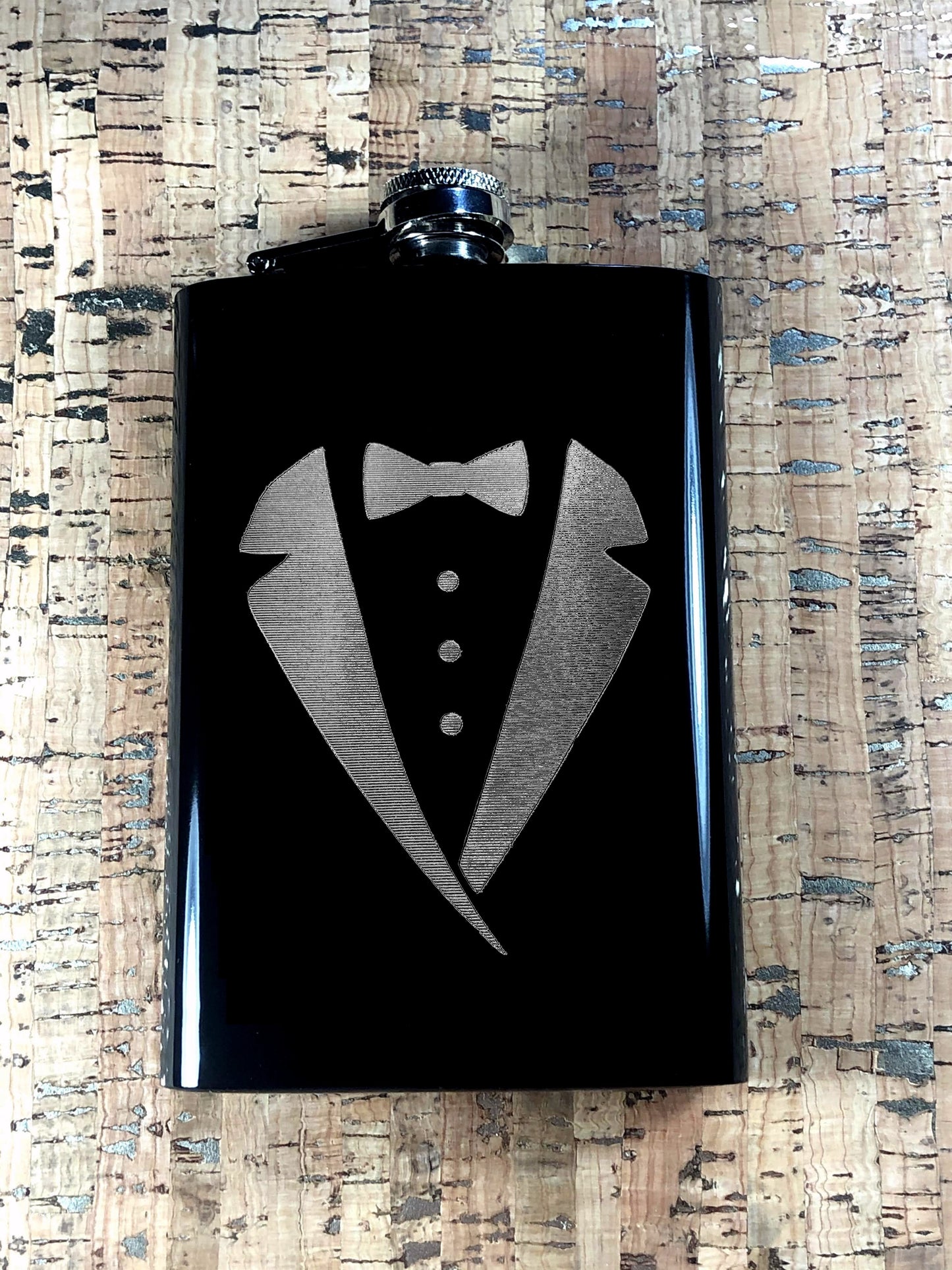 Custom Engraved Groom Flask on Matte Black 8oz Premium Stainless Steel Flask