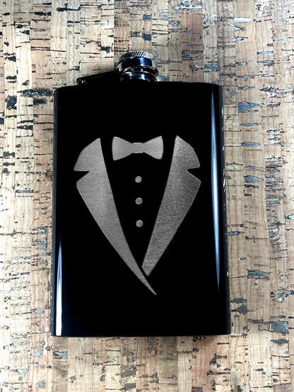 Custom Engraved Groom Flask on Matte Black 8oz Premium Stainless Steel Flask