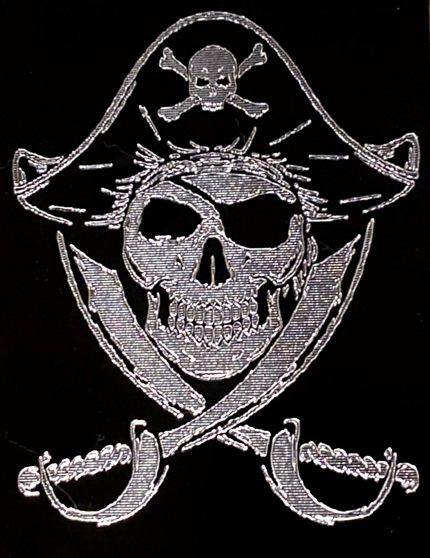 Custom Engraved Matte Black Pirate Skull on 8oz Premium Stainless Steel Flask