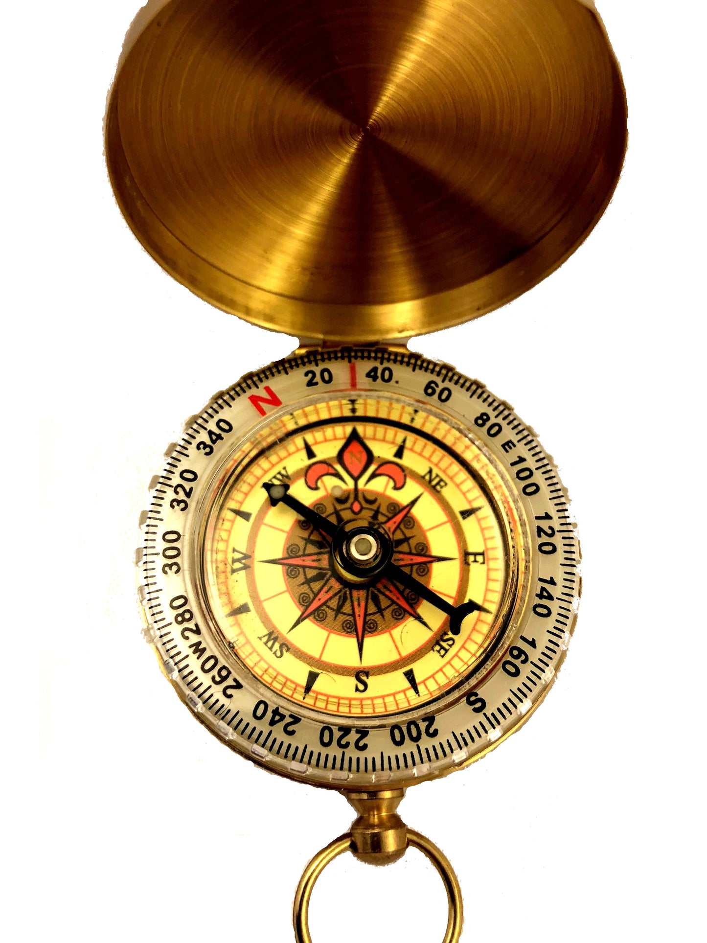 Engravable 1.75" Brass Scouting Compass with Glow in the Dark Adjustable Compass Bezel and Optional Hardwood Case