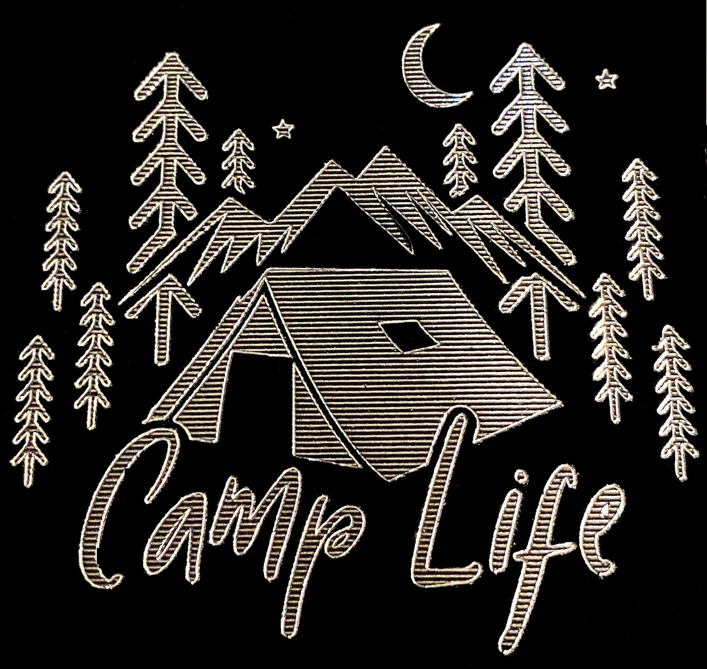 Custom Engraved Camp Life on Matte Black 8oz Premium Stainless Steel Flask