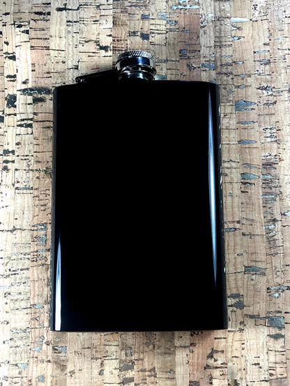 Custom Engraved Matte Black Plain 8oz Premium Stainless Steel Flask