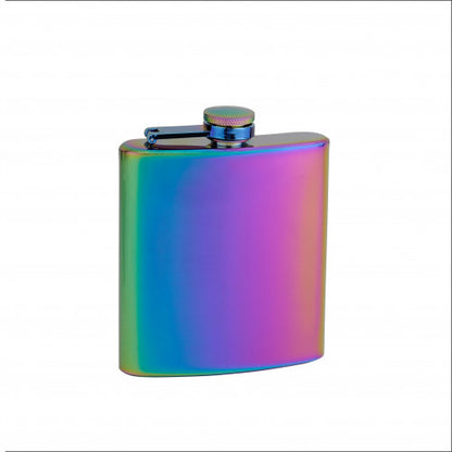 Custom Engraved Rainbow Iridescent 6oz Premium Stainless Steel Flask